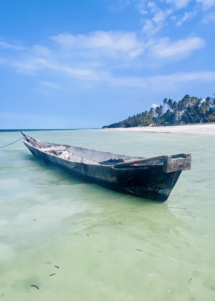 White sand and turquoise water on Zanzibar’s Indian Ocean coast.