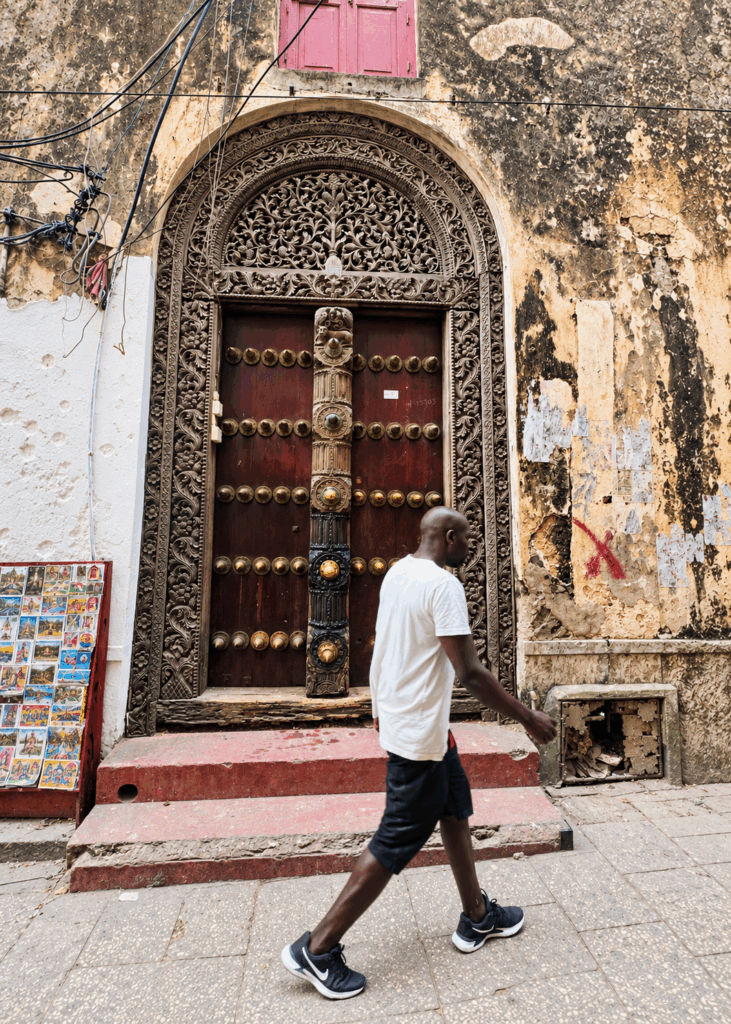A carved door in Stone Town.