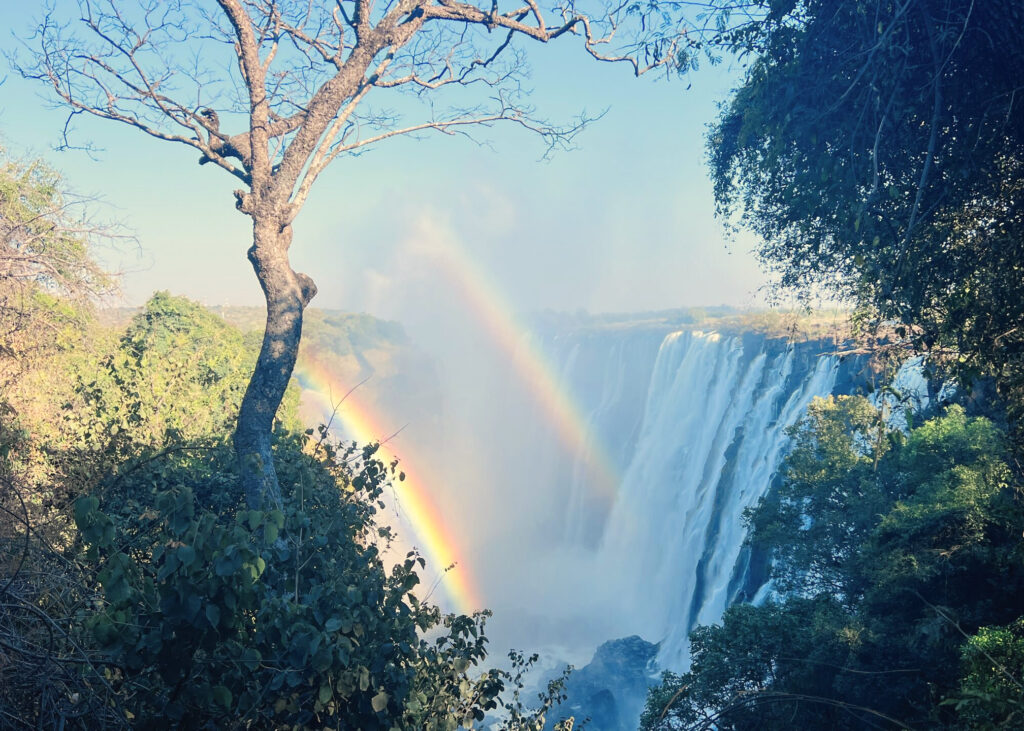 First sight of Victoria Falls — Mosi-oa-Tunya, “The Smoke that Thunders.”